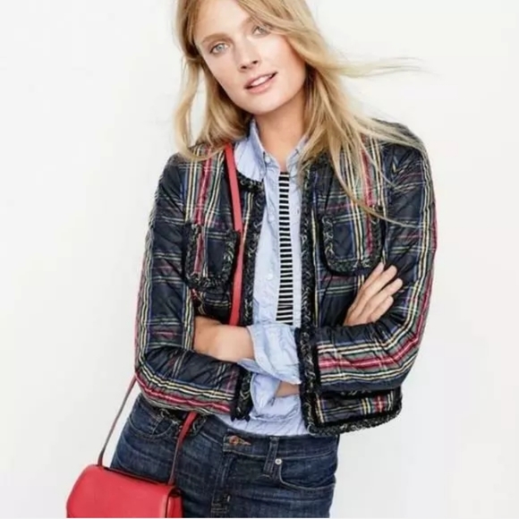 J.CREW STEWART PLAID QUILTED JACKET